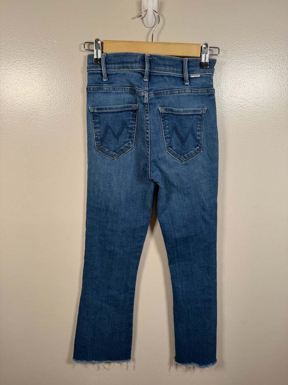 Mother Hustler Ankle Fray Jeans Size 24 Home Movies Wash High Rise Blue Denim